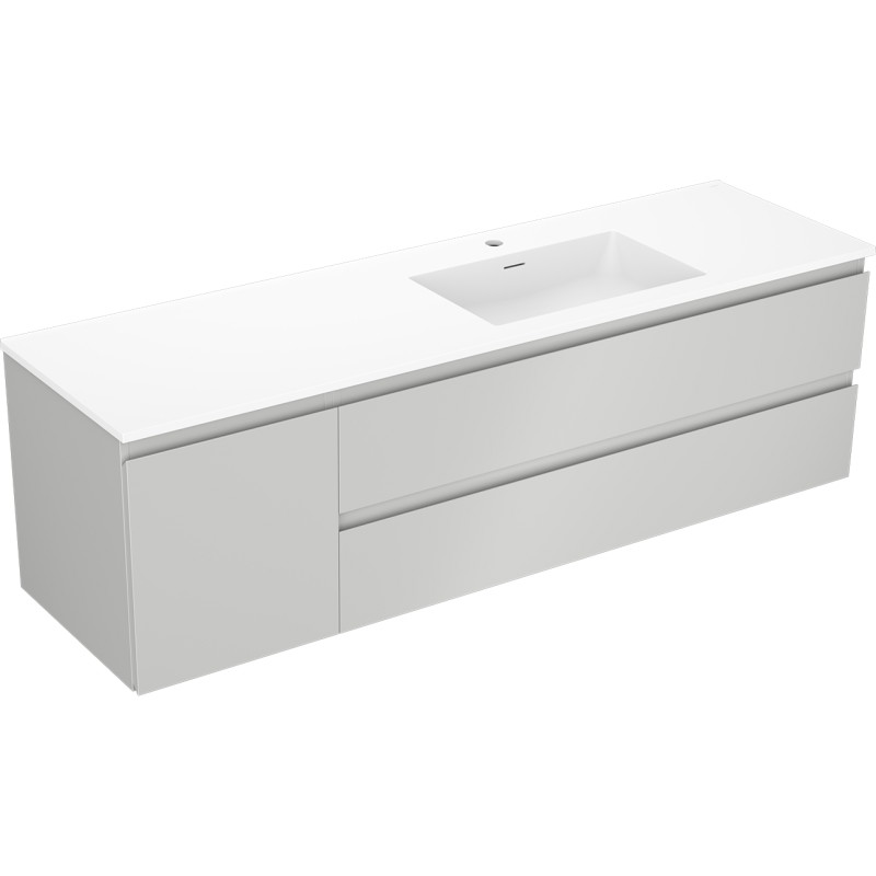 Mexen Orio armoire de salle de bain 160 cm avec lavabo Otis à droite, 2S, 1D, gris mat/blanc mat - 91A13-16047-3-BBFFF62-W18P01