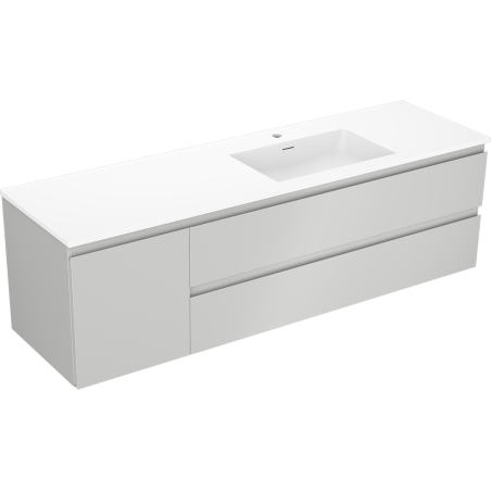 Mexen Orio mueble de baño 160 cm con lavabo Otis derecho, 2S, 1D, gris mate/blanco mate - 91A13-16047-3-BBFFF62-W18P01