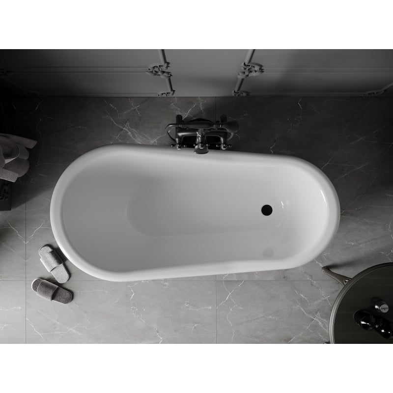 Mexen Retro freestanding bathtub 150 x 73 cm, white/black, black legs - 53251507375-70