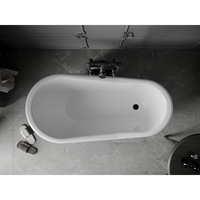 Mexen Retro samostojeća kada 150 x 73 cm, bijela/crna, noge crne - 53251507375-70