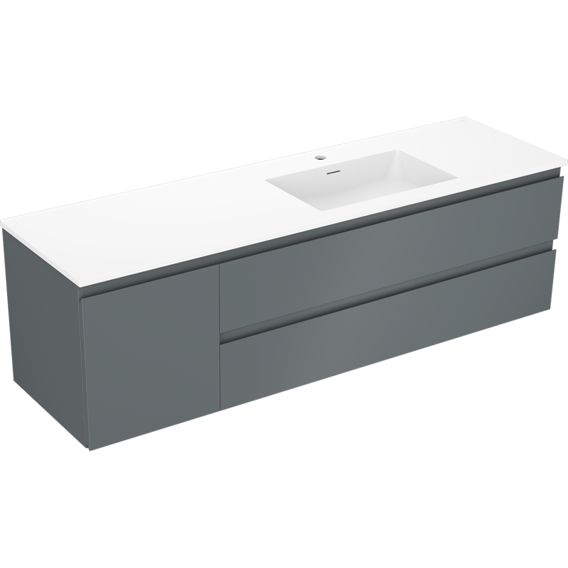 Mexen Orio mobile bagno 160 cm con lavabo Otis destro, 2S, 1D, grafite opaco/bianco opaco - 91A13-16047-3-BBFFF66-W18P01