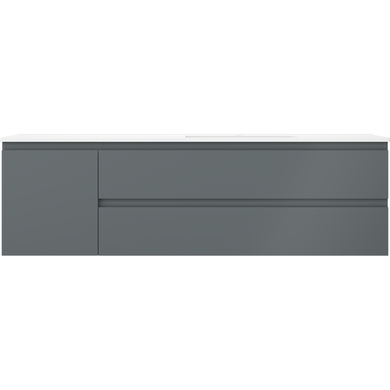 Mexen Orio bathroom cabinet 160 cm with right Otis sink, 2S, 1D, matte graphite/white matte - 91A13-16047-3-BBFFF66-W18P01