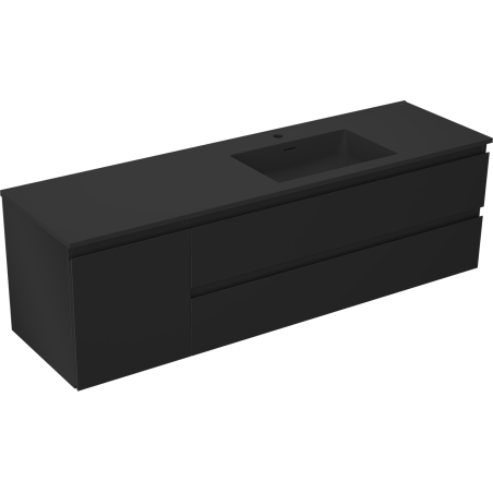 Mexen Orio meuble de salle de bain 160 cm avec lavabo Otis à droite, 2S, 1D, noir mat - 91A13-16047-3-BBFFF71-W18P71