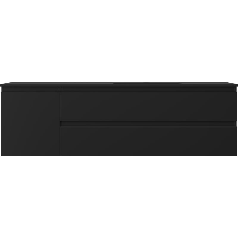 Mexen Orio gabinete de baño 160 cm con lavabo Otis derecho, 2S, 1D, negro mate - 91A13-16047-3-BBFFF71-W18P71