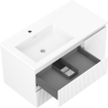 Mexen Rivel Badezimmerschrank 90 cm mit linkem Waschbecken Otis, 2S, 1D, gerillt, weiß matt - 91A23-09047-3-BBFFF01-W18L01