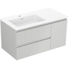 Mexen Rivel badkamerkast 90 cm met wastafel Otis links, 2S, 1D, gegroefd, grijs mat/wit mat - 91A23-09047-3-BBFFF62-W18L01