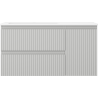 Mexen Rivel badkamerkast 90 cm met wastafel Otis links, 2S, 1D, gegroefd, grijs mat/wit mat - 91A23-09047-3-BBFFF62-W18L01