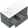 Mexen Rivel szafka łazienkowa 90 cm z umywalką Otis lewą, 2S, 1D, ryflowana, grafit mat/biała mat - 91A23-09047-3-BBFFF66-W18L01