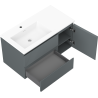 Mexen Rivel bathroom cabinet 90 cm with Otis left sink, 2 drawers, 1 door, grooved, matte graphite/white matte