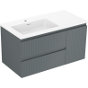 Mexen Rivel badkamerkast 90 cm met wastafel Otis links, 2S, 1D, gegolfd, grafiet mat/wit mat - 91A23-09047-3-BBFFF66-W18L01