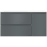 Mexen Rivel bathroom cabinet 90 cm with Otis left sink, 2 drawers, 1 door, grooved, matte graphite/white matte