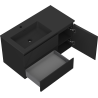 Mexen Rivel meuble de salle de bain 90 cm avec lavabo Otis gauche, 2S, 1D, rainuré, noir mat - 91A23-09047-3-BBFFF71-W18L71