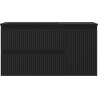 Mexen Rivel 90 cm Bathroom Cabinet with Left Otis Sink, 2S, 1D, Fluted, Black Matte - 91A23-09047-3-BBFFF71-W18L71