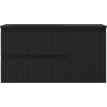 Mexen Rivel Badezimmerschrank 90 cm mit Otis Waschbecken links, 2S, 1T, gerillt, schwarz matt - 91A23-09047-3-BBFFF71-W18L71