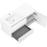 Mexen Rivel 100 cm bathroom cabinet with Otis sink left, 2S, 1D, grooved, white matte - 91A23-10047-3-BBFFF01-W18L01