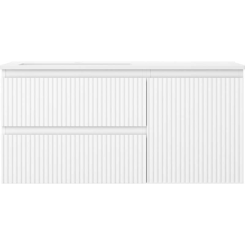 Mexen Rivel badkast 100 cm met wastafel Otis links, 2L, 1D, gegroefd, wit mat - 91A23-10047-3-BBFFF01-W18L01
