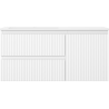 Mexen Rivel 100 cm bathroom cabinet with Otis sink left, 2S, 1D, grooved, white matte - 91A23-10047-3-BBFFF01-W18L01