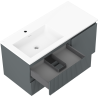 Mexen Rivel Badezimmerschrank 100 cm mit Waschbecken Otis links, 2S, 1D, gerillt, graphit/weiß matt