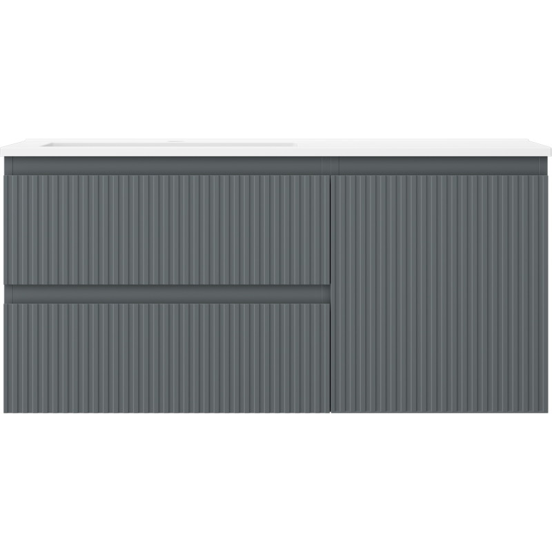 Mexen Rivel badkamerkast 100 cm met wastafel Otis links, 2S, 1D, gegroefd, grafiet/wit mat - 91A23-10047-3-BBFFF66-W18L01