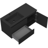 Mexen Rivel meuble de salle de bain 100 cm avec lavabo Otis gauche, 2S, 1D, rainuré, noir mat - 91A23-10047-3-BBFFF71-W18L71