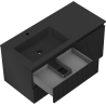 Mexen Rivel Badezimmerschrank 100 cm mit Waschbecken Otis links, 2S, 1D, geriffelt, schwarz matt - 91A23-10047-3-BBFFF71-W18L71