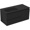 Mexen Rivel Badezimmerschrank 100 cm mit Waschbecken Otis links, 2S, 1T, geriffelt, schwarz matt - 91A23-10047-3-BBFFF71-W18L71