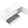 Mexen Rivel 120 cm bathroom cabinet with left Otis sink, 2 drawers, 1 door, grooved, white matte - 91A23-12047-3-BBFFF01-W18L01