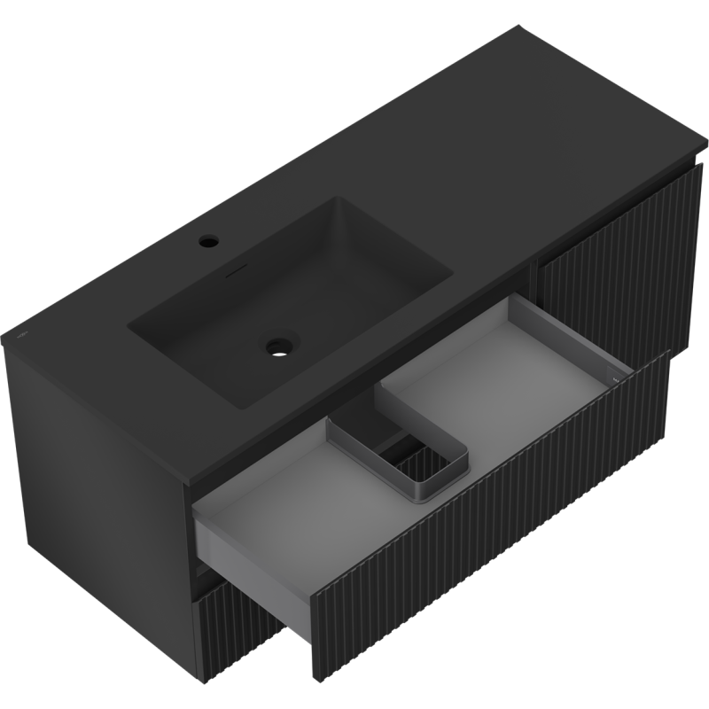 Mexen Rivel Buedzëmmer Schaf 120 cm mat Lavabo Otis lénks, 2S, 1D, rifft, schwaarz matt - 91A23-12047-3-BBFFF71-W18L71