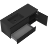 Mexen Rivel Badezimmerschrank 120 cm mit Waschbecken Otis links, 2S, 1D, geriffelt, schwarz matt - 91A23-12047-3-BBFFF71-W18L71