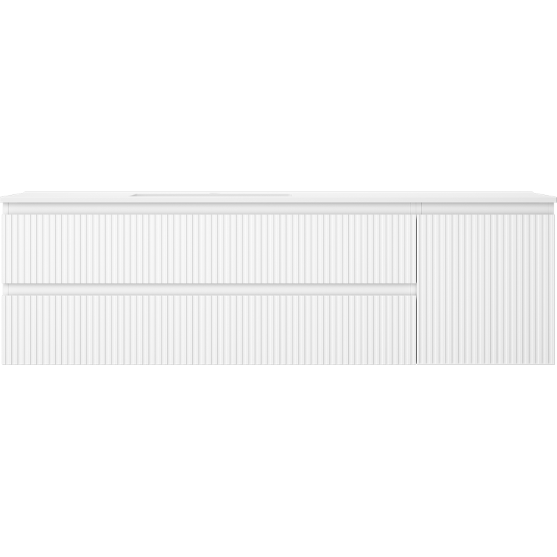 Mexen Rivel 160 cm vannas istabas skapis ar izlietni Otis kreiso, 2S, 1D, rievots, balts mats - 91A23-16047-3-BBFFF01-W18L01