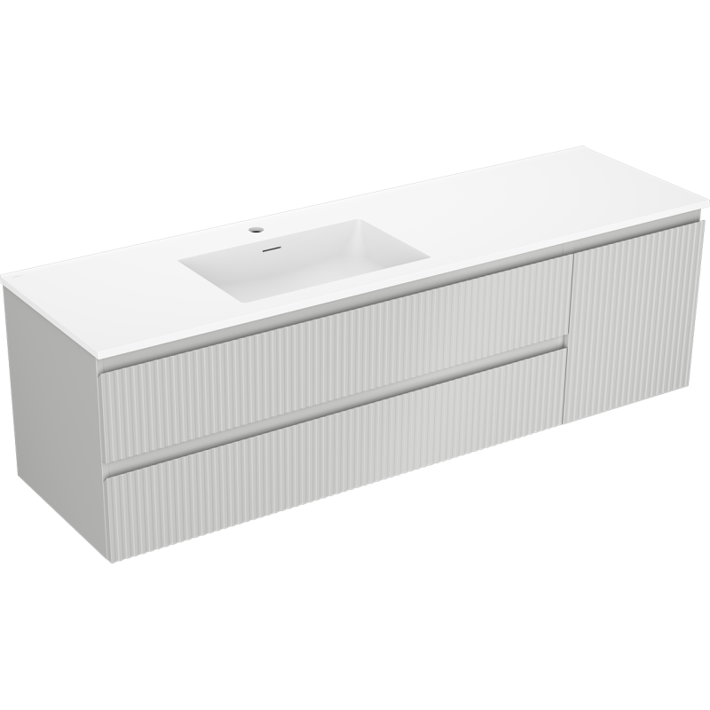 Mexen Rivel ντουλάπι μπάνιου 160 εκ με νιπτήρα Otis αριστερό, 2S, 1D, αυλακωτό,