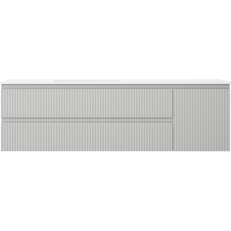 Mexen Rivel armario de baño de 160 cm con lavabo Otis izquierdo, 2S, 1D, ranurado, gris mate/blanco mate