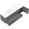 Mexen Rivel badkamerkast 160 cm met wastafel Otis links, 2S, 1D, geribbeld, grafiet/wit mat - 91A23-16047-3-BBFFF66-W18L01