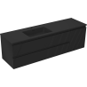 Mexen Rivel badkamerkast 160 cm met Otis wastafel links, 2L, 1D, geribbeld, zwarte mat - 91A23-16047-3-BBFFF71-W18L71