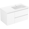 Mexen Rivel badkamerkast 90 cm met wastafel Otis rechts, 2S, 1D, geribbeld, wit mat - 91A23-09047-3-BBFFF01-W18P01