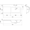 Mexen Rivel meuble de salle de bain 90 cm avec lavabo Otis à droite, 2S, 1D, rainuré, blanc mat - 91A23-09047-3-BBFFF01-W18P01