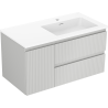 Mexen Rivel meuble de salle de bain 90 cm avec lavabo Otis à droite, 2S, 1D, rainuré, gris mat/blanc mat