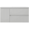 Mexen Rivel szafka łazienkowa 90 cm z umywalką Otis prawą, 2S, 1D, ryflowana, szara mat/biała mat - 91A23-09047-3-BBFFF62-W18P01