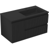 Mexen Rivel 90 cm bathroom cabinet with right Otis sink, 2S, 1D, grooved, matte black - 91A23-09047-3-BBFFF71-W18P71