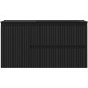 Mexen Rivel 90 cm bathroom cabinet with right Otis sink, 2S, 1D, grooved, matte black - 91A23-09047-3-BBFFF71-W18P71