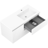 Mexen Rivel meuble de salle de bain 100 cm avec lavabo Otis à droite, 2S, 1D, rainuré, blanc mat - 91A23-10047-3-BBFFF01-W18P01