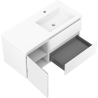Mexen Rivel 100 cm bathroom cabinet with Otis right sink, 2 drawers, 1 door, fluted, matte white - 91A23-10047-3-BBFFF01-W18P01