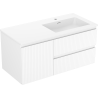 Mexen Rivel meuble de salle de bain 100 cm avec lavabo Otis à droite, 2S, 1D, rainuré, blanc mat - 91A23-10047-3-BBFFF01-W18P01