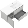 Mexen Rivel mobiletto da bagno 100 cm con lavabo Otis destro, 2S, 1D, scanalato, grigio/bianco opaco