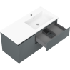 Mexen Rivel mobile da bagno 100 cm con lavabo Otis a destra, 2S, 1D, scanalato, grafite/bianco opaco