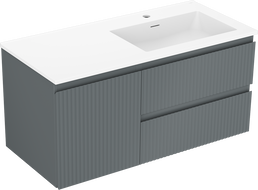 Mexen Rivel 100 cm bathroom cabinet with Otis right sink, 2S, 1D, fluted, graphite/white matte - 91A23-10047-3-BBFFF66-W18P01