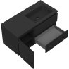 Mexen Rivel mueble de baño de 100 cm con lavabo Otis a la derecha, 2 cajones, 1 puerta, ranurado, negro mate