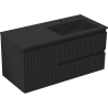 Mexen Rivel meuble de salle de bain 100 cm avec lavabo Otis droit, 2S, 1P, rainuré, noir mat - 91A23-10047-3-BBFFF71-W18P71