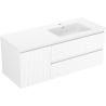 Mexen Rivel szafka łazienkowa 120 cm z umywalką Otis prawą, 2S, 1D, ryflowana, biała mat - 91A23-12047-3-BBFFF01-W18P01