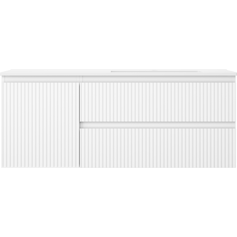 Mexen Rivel mobiletto da bagno 120 cm con lavabo Otis destro, 2S, 1D, scanalato, bianco opaco - 91A23-12047-3-BBFFF01-W18P01